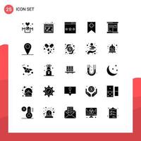 Set of 25 Modern UI Icons Symbols Signs for hot plus web tag ranking Editable Vector Design Elements