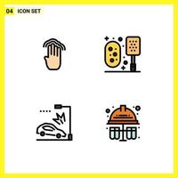Stock Vector Icon Pack of 4 Line Signs and Symbols for fingers accident interface bathroom crash Editable Vector Design Elements