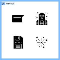 4 Icons Solid style Creative Glyph Symbols Black Solid Icon Sign Isolated on White Background vector