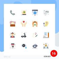 conjunto de 16 iconos de interfaz de usuario modernos símbolos signos para construcción apartamento internet oficina negocio paquete editable de elementos creativos de diseño de vectores