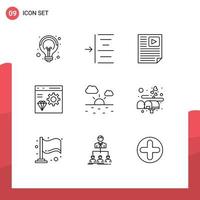 Modern Set of 9 Outlines Pictograph of cloud develop page coding app Editable Vector Design Elements