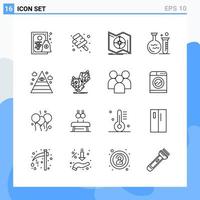 Modern 16 Line style icons Outline Symbols for general use Creative Line Icon Sign Isolated on White Background 16 Icons Pack vector
