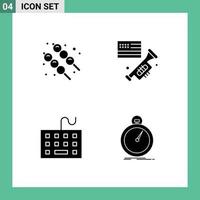 Modern Set of 4 Solid Glyphs and symbols such as marshmallow equipment flag american keyboard Editable Vector Design Elements