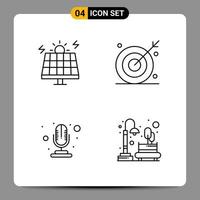 4 Black Icon Pack Outline Symbols Signs for Responsive designs on white background 4 Icons Set vector