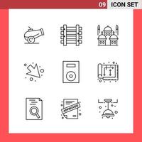 9 Icon Pack Line Style Outline Symbols on White Background Simple Signs for general designing vector