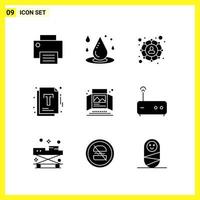 9 Icon Set Simple Solid Symbols Glyph Sign on White Background for Website Design Mobile Applications and Print Media vector