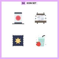 Modern Set of 4 Flat Icons Pictograph of engine bib optimization industry drink Editable Vector Design Elements