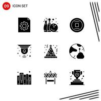 Collection of 9 Vector Icons in solid style Pixle Perfect Glyph Symbols for Web and Mobile Solid Icon Signs on White Background 9 Icons