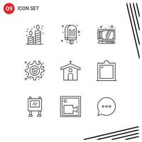 Modern Set of 9 Outlines and symbols such as cross celebration design church security Editable Vector Design Elements