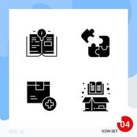 Modern Pack of 4 Icons Solid Glyph Symbols isolated on White Backgound for Website designing vector