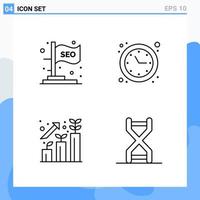 Modern 4 Line style icons Outline Symbols for general use Creative Line Icon Sign Isolated on White Background 4 Icons Pack vector