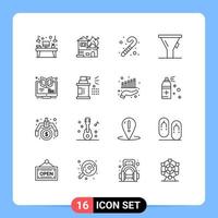 16 Thematic Vector Outlines and Editable Symbols of learning elearning house tool liter Editable Vector Design Elements