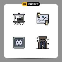 Set of 4 Modern UI Icons Symbols Signs for analysis photo graph distribution energy Editable Vector Design Elements