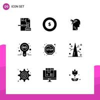 Mobile Interface Solid Glyph Set of 9 Pictograms of board compete imagination form bid bid Editable Vector Design Elements