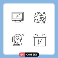 User Interface Pack of 4 Basic Filledline Flat Colors of computer brain imac cup love Editable Vector Design Elements