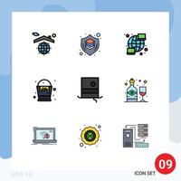 User Interface Pack of 9 Basic Filledline Flat Colors of fashion art thinking color streamline Editable Vector Design Elements