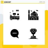 colección de 4 iconos sólidos universales conjunto de iconos para web y móvil vector