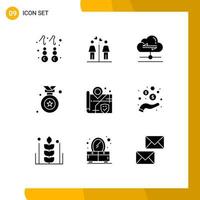 9 Creative Icons Modern Signs and Symbols of surveillance location share medal award Editable Vector Design Elements