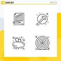 Collection of 4 Universal Line Icons Icon Set for Web and Mobile vector