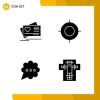 4 Icon Set Solid Style Icon Pack Glyph Symbols isolated on White Backgound for Responsive Website Designing vector