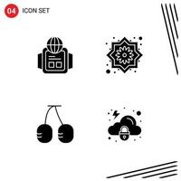 Pictogram Set of Simple Solid Glyphs of technology vegetables flower pretty flower lock Editable Vector Design Elements