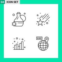 paquete de 4 iconos de estilo de línea establece símbolos de esquema para imprimir signos creativos aislados en fondo blanco 4 conjunto de iconos vector