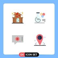 4 User Interface Flat Icon Pack of modern Signs and Symbols of family chat setting people chemistry lab data Editable Vector Design Elements