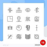 Outline Pack of 16 Universal Symbols of view expand human eye science plant Editable Vector Design Elements