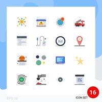 Set of 16 Modern UI Icons Symbols Signs for help emergency globe alarm point Editable Pack of Creative Vector Design Elements