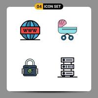 Universal Icon Symbols Group of 4 Modern Filledline Flat Colors of engine stroller seo baby padlock Editable Vector Design Elements