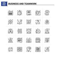 25 iconos de negocios y trabajo en equipo conjunto de antecedentes vectoriales vector
