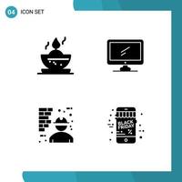 Mobile Interface Solid Glyph Set of Pictograms of bowl construction computer imac man Editable Vector Design Elements