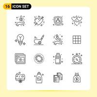 16 iconos creativos para el diseño moderno de sitios web y aplicaciones móviles receptivas 16 símbolos de contorno signos sobre fondo blanco paquete de 16 iconos vector