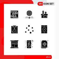 Pack of 9 Modern Solid Glyphs Signs and Symbols for Web Print Media such as patient health network diagnosis product Editable Vector Design Elements