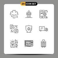 Pack of 9 creative Outlines of files setting professional optimize seo Editable Vector Design Elements