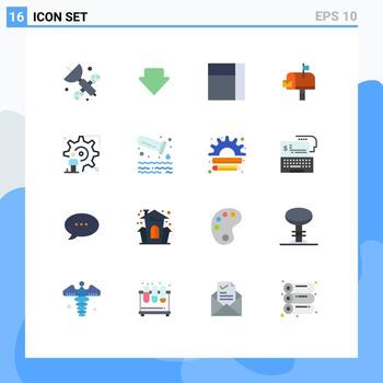 16 Thematic Vector Flat Colors and Editable Symbols of update configuration layout user postoffice Editable Pack of Creative Vector Design Elements