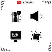 4 Icons Solid Style Grid Based Creative Glyph Symbols for Website Design Simple Solid Icon Signs Isolated on White Background 4 Icon Set vector