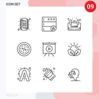 Outline Pack of 9 Universal Symbols of shopping line board commerce discount Editable Vector Design Elements