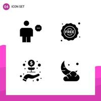 Glyph Icon set Pack of 4 Solid Icons isolated on White Background for responsive Website Design Print and Mobile Applications vector