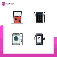 4 Thematic Vector Filledline Flat Colors and Editable Symbols of and lmobile kitchen media service Editable Vector Design Elements