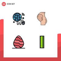 4 Thematic Vector Filledline Flat Colors and Editable Symbols of internet of things easter world baby nature Editable Vector Design Elements