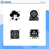 Modern 4 solid style icons Glyph Symbols for general use Creative Solid Icon Sign Isolated on White Background 4 Icons Pack vector