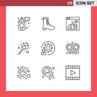 Universal Icon Symbols Group of 9 Modern Outlines of coding lighter like flame web Editable Vector Design Elements