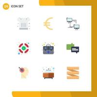 Modern Set of 9 Flat Colors Pictograph of aid support local seo computer Editable Vector Design Elements