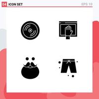 4 Universal Solid Glyph Signs Symbols of cd moustache education free movember Editable Vector Design Elements