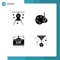 Stock Vector Icon Pack of 4 Line Signs and Symbols for architecture vip drafting draw night Editable Vector Design Elements