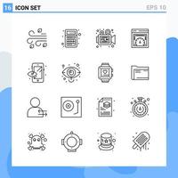 Modern 16 Line style icons Outline Symbols for general use Creative Line Icon Sign Isolated on White Background 16 Icons Pack vector