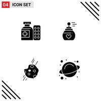 Modern Set of 4 Solid Glyphs and symbols such as medical astronomy hospital fragrant space Editable Vector Design Elements