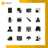 16 Icon Set Solid Style Icon Pack Glyph Symbols isolated on White Backgound for Responsive Website Designing vector