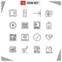 16 Icons Line Style Grid Based Creative Outline Symbols for Website Design Simple Line Icon Signs Isolated on White Background 16 Icon Set vector